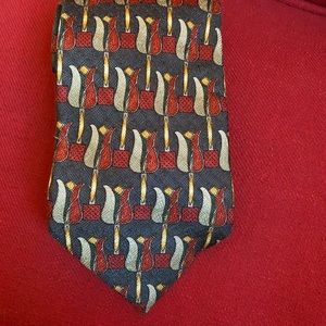 Ermenegildo Zegna 100% Silk Tie Tulips‎ Gray Red